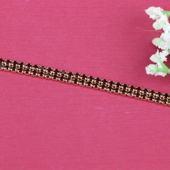 Rose Gold Bracelet with Red Stones, XPBL0683 - Picture 12 of 12